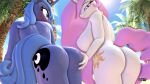  3d_(artwork) anthro anthrofied anthroponiessfm big_breasts big_butt blush breasts butt digital_media_(artwork) duo equid equine female female/female friendship_is_magic hand_on_butt hasbro hi_res horn incest_(lore) mammal my_little_pony nipples princess_celestia_(mlp) princess_luna_(mlp) sibling sister sisters tail tail_aside unicorn 