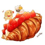  croissant dog food food_focus fruit heart no_humans original sheep signature simple_background still_life strawberry white_background yuki00yo 