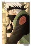  1boy facial_mark forehead_protector giilshark gloves grey_hair hatake_kakashi highres konohagakure_symbol long_sleeves male_focus mask mouth_mask naruto naruto_(series) naruto_shippuuden ninja scar short_hair spiked_hair white_hair 