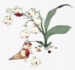  flower flower_focus food food_focus ice_cream ice_cream_cone leaf lily_of_the_valley maobing_maobing no_humans original plant red_flower rock sample_watermark sprinkles sprout strawberry_syrup watermark white_background white_flower 