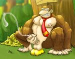  5_toes anal anal_masturbation anal_penetration anthro ape balls banana behind_tree big_pecs bodily_fluids crouching cum cum_on_penis dildo donkey_kong_(character) donkey_kong_(series) ejaculation eyes_closed feet fingers food foreskin fruit genital_fluids genitals gorilla grass hand_on_penis haplorhine kong male mammal masturbation muscular muscular_male necktie nintendo nipples object_in_ass orgasm pecs penetration penis plant primate red_necktie sex_toy sex_toy_in_ass sex_toy_insertion shrub solo spread_legs spreading teeth toes toying_self tree yellow_dildo yoshoblue 