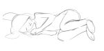  anthro grey_background hair hair_over_eye hi_res janis_(twang) lagomorph leporid long_hair lying male mammal monochrome nude on_side one_eye_obstructed open_mouth rabbit simple_background sketch sleeping smile solo twang 