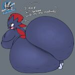  absurd_res anthro big_breasts big_butt breasts bumbsspaceship butt cellulite english_text feathers female forehead_gem generation_4_pokemon hi_res huge_breasts huge_butt hyper hyper_butt looking_back nintendo nude open_mouth pokemon pokemon_(species) profanity purple_eyes robin_(xytora) solo text weavile 