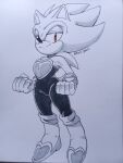  anthro armor bodysuit boots breastplate clothed clothing crossdressing eulipotyphlan footwear gloves handwear hedgehog hi_res male mammal martyjade23 red_eyes rouge_the_bat_outfit sega skinsuit smile solo sonic_the_hedgehog sonic_the_hedgehog_(series) super_sonic tight_clothing traditional_media_(artwork) 