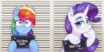  absurd_res barbie_and_ken_mugshot_meme blue_body blue_eyes blue_fur duo equid equine eyebrows eyelashes eyeshadow female feral friendship_is_magic fur hair hasbro hi_res hooves horn horse looking_at_viewer makeup mammal meme mugshot multicolored_hair my_little_pony parody pony purple_eyes purple_hair rainbow_dash_(mlp) rainbow_hair rarity_(mlp) skysorbett text unicorn unicorn_horn white_body white_fur 