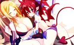  2girls ass bikini blonde_hair breasts demon_girl disgaea etna_(disgaea) healer_(disgaea) huge_breasts large_breasts looking_at_viewer multiple_girls pointy_ears red_hair swimsuit thong wings 