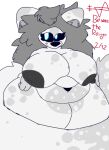  anthro arctic_fox artist_name beware_the_reign big_breasts black_nipples black_nose black_sclera blue_eyes breasts canid canine dated deep_penetration female fluffy fluffy_tail fox grey_body grey_hair hair long_tail mammal nipples nude overweight overweight_anthro overweight_female penetration pupils signature simple_background solo spots spotted_body tail vixeona white_background white_pupils 