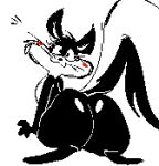  anthro big_butt black_body black_fur blanket-mouse blush butt felid feline female female/female fur looking_back looney_tunes low_res mammal penelope_pussycat simple_background solo thumbnail warner_brothers white_body white_fur 