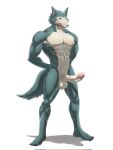  anthro beastars big_penis genitals hi_res legoshi_(beastars) male muscular muscular_male penis redarvie scar smile solo 