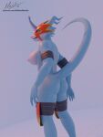  3d_(artwork) animal_humanoid anthro bandai_namco blender_(software) breasts butt claws digimon digimon_(species) digital_media_(artwork) female flamedramon hi_res hiddenmask18 humanoid lidded_eyes mask nude open_mouth raised_tail scalie scalie_humanoid solo tail text url 