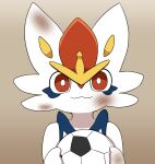  ambiguous_gender anthro ball blue_body cinderace dirty fur generation_8_pokemon holding_soccer_ball multicolored_body multicolored_fur nintendo pokemon pokemon_(species) pupils red_eyes soccer_ball sum white_body white_ears white_fur white_pupils yellow_inner_ear 