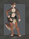  abs absurd_res anthro athletic athletic_female bikini breasts canid canine canis cleavage clothed clothing female glowstick grizzlygus hi_res holster law_enforcement mammal police sierra_howlett solo stoopix swat swimwear tactical tactical_gear tomboy wolf 