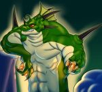  abs antennae_(anatomy) anthro big_muscles claws dragon dragon_ball dragon_ball_(object) dragon_ball_z fangs horn macro male muscular pecs pervohyena porunga red_eyes scalie solo spikes teeth 