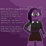  accessory alpha_channel anthro bottomwear clothing ear_piercing ear_ring felicity_(mintycrusader) female fishnet fur goth hair_accessory hairpin hi_res jewelry mammal mintycrusader necklace piercing procyonid purple_body purple_fur raccoon ring_piercing skirt solo whiskers 