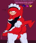  absurd_res big_penis bodily_fluids butt chibitay clothing dripping embarrassed genital_fluids genitals hi_res knuckles_the_echidna leaking_precum maid_uniform male muscular muscular_male penis precum precum_drip sega sonic_the_hedgehog_(series) uniform 