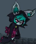  absurd_res blue_hair chel_dew clothing emo female goth hair hi_res hoodie league_of_legends pink_eyes riot_games size_difference smaller_female solo topwear vex_(lol) yordle 