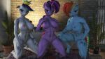  3d_(artwork) absurd_res anthro anthrofied big_breasts breasts digital_media_(artwork) equid equine female friendship_is_magic genitals group hasbro hi_res holding_breast horn kneeling mammal my_little_pony nipples pussy rainbow_dash_(mlp) raripunk rarity_(mlp) skyleesfm trio twilight_sparkle_(mlp) unicorn 