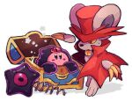  animal_ears blush_stickers cape chiimako claws colored_sclera cosplay dark_nebula dark_nebula_(cosplay) daroach disembodied_limb kirby kirby_(series) kirby_squeak_squad mouse_ears red_cape red_headwear solid_oval_eyes star_(symbol) sweat treasure_chest yellow_sclera 