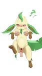  bighm brown_eyes censored disembodied_hand disembodied_penis duo eeveelution female feral generation_4_pokemon genitals green_body hi_res human leafeon looking_at_viewer male mammal nintendo penis pokemon pokemon_(species) pussy simple_background white_background yellow_body 
