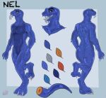  ambiguous_gender amphibian anthro blue_body butt claws goo_creature goo_humanoid humanoid killjoy0208 male model_sheet nel_newt newt reference_image salamander scalie slime solo tail toe_claws 