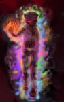  determined fire holding holding_poke_ball non-web_source poke_ball pokemon pokemon_(game) rainbow_aura red_(pokemon) red_background sparkling_aura 