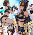  2022 2_horns armwear beach big_breasts bikini black_armwear black_bottomwear black_bra black_clothing black_horn black_sclera black_shorts black_tail black_underwear bodily_fluids bottomwear bra breasts brown_hair can cleavage clothed clothing container demon demon_humanoid ehrrr eyewear female front-tie_top glasses group hair hi_res holding_can holding_container holding_object horn horned_humanoid humanoid imp jacket long_hair misery-chan multiple_poses not_furry open_clothing open_jacket open_topwear orange_bikini orange_clothing orange_swimwear panties pentagram popsicle_in_mouth pose round_glasses seaside shirt shorts side-tie_panties spade_tail standing straps sweat swimwear tail tailed_humanoid topwear trio underwear undressing wearing_glasses white_clothing white_hair white_shirt white_topwear yellow_eyes 