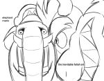  2023 anthro being_watched blue_sky_studios bowser chriscrosscrunch crossover duo elephant elephant_mario elephantid english_text ice_age_(series) koopa looking_at_another male mammal mario_bros nintendo parody proboscidean scalie simple_background sketch text wide_eyed 