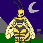  among_us antennae_(anatomy) anthro arthropod bee billboard dan_da_pan_man female gill_fang hi_res humanoid hymenopteran innersloth insect moon night simple_background sky solo star starry_sky stinger striped_body stripes 