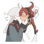  !? 2girls absurdres asticassia_school_uniform blush commentary_request grey_hair gundam gundam_suisei_no_majo hamu_(hamusand) highres long_hair miorine_rembran multiple_girls red_hair school_uniform suletta_mercury tongue tongue_out yuri 