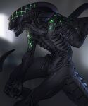 alien alien_(franchise) animal_genitalia black_body blade claws eyeless genital_slit genitals green_scar hi_res ket-dawnatsunset male monster nude open_mouth scar slit solo spiked_tail spikes spikes_(anatomy) standing tail tail_blade teeth thick_tail weapon_tail xenomorph 