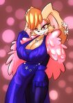  anthro big_breasts blush breasts cleavage clothed clothing dress feather_boa female gloves handwear hi_res jewelry lagomorph leporid looking_at_viewer mammal necklace rabbit sega solo solratic sonic_the_hedgehog_(series) vanilla_the_rabbit wide_hips 