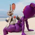  1:1 3d_(artwork) anthro beach big_breasts big_butt big_penis bikini bikini_thong bikini_top black_bikini black_bikini_bottom black_bikini_top black_clothing black_swimwear blender_(software) blue_bikini_top bodily_fluids bottomless breasts butt clothed clothing collar cream_the_rabbit cum cum_on_face cumshot darcy_the_rabbit_(therabbitsnsfw) demon_rabbit digital_media_(artwork) disney dman3d duo ejaculation erection fan_character female fur genital_fluids genitals grey_body grey_fur gynomorph hi_res hot_dogging huge_breasts huge_butt huge_hips huge_penis huge_thighs intersex intersex/female judy_hopps lagomorph leporid mammal penis public public_nudity public_sex purple_body purple_fur rabbit red_body red_fur seaside sega sex sonic_the_hedgehog_(series) spiked_collar spikes swimwear thick_thighs topwear white_body white_fur zootopia 