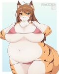  &lt;3 2023 :3 ahoge anthro areola areola_slip belly big_belly big_breasts bikini bikini_pull black_nose blue_background blush bottomwear breasts brown_body brown_ear_tips brown_ears brown_fur brown_hair brown_stripes canid canine clothed clothing clothing_pull colored countershade_face countershade_fur countershade_legs countershade_torso countershading curvy_figure cute_fangs deep_navel digital_media_(artwork) dipstick_ears eyelashes female fingers fluffy fluffy_tail fox fur glistening glistening_eyes glistening_hair gloves_(marking) gradient_background green_eyes green_pupils hair heart_(marking) heo_(artist) hi_res huge_breasts humanoid_hands inner_ear_fluff japanese_text kemono long_hair looking_at_viewer mammal markings monotone_hair monotone_tail multi_tone_fur multicolored_body multicolored_ears multicolored_fur navel neck_tuft orange_body orange_ears orange_fur orange_tail overweight overweight_anthro overweight_female pink_areola pink_bikini pink_bottomwear pink_clothing pink_inner_ear pink_swimwear pink_topwear pupils simple_background skimpy snaggle_tooth solo standing string_bikini striped_body striped_ears striped_fur stripes swimwear swimwear_pull tail text thick_thighs topwear tuft two_tone_ears voluptuous white_body white_countershading white_fur white_inner_ear_fluff wide_hips 