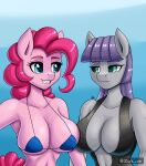 anthro anthrofied big_breasts bikini breast_squish breasts breasts_frottage cleavage clothed clothing duo equid equine female friendship_is_magic hasbro hi_res mammal maud_pie_(mlp) my_little_pony pinkie_pie_(mlp) sibling_(lore) sister_(lore) sisters_(lore) squish swimwear zachc 