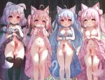  4girls ahoge animal_ear_fluff animal_ears babydoll black_babydoll black_thighhighs blue_babydoll blue_hair blue_ribbon blush bone_hair_ornament breasts cat_ears cat_girl cat_tail censored closed_mouth dog_ears dog_girl dog_tail double_bun erection feet_out_of_frame fish_hair_ornament food-themed_hair_ornament futanari green_eyes hair_bun hair_ornament hair_ribbon hairclip heterochromia highres large_breasts long_hair low_twintails mosaic_censoring multiple_girls navel original parted_lips penis pink_babydoll pink_eyes pink_hair pink_ribbon red_eyes ribbon siera_(sieracitrus) standing strawberry_hair_ornament tail testicles thighhighs twintails two_side_up underwear underwear_only white_thighhighs yellow_eyes 