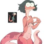  2023 amphibia_(series) amphibian anthro bella_(amphibia) breasts disney female fingers_together freckles general_proton hi_res newt nipples nude red_body red_skin salamander simple_background solo white_background 