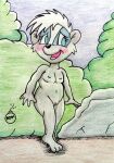  anthro badger blue_eyes blush female forest genitals hanna-barbera mammal michelle_(ouaf) mustelid musteline nude once_upon_a_forest plant pussy reddragonkan solo tree 