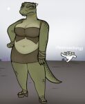  2023 anthro anthro_focus argonian arm_wraps armor belly bethesda_softworks big_breasts bottomwear breasts claws cleavage clothed clothing crop_top deeja dovahkiin duo english_text female female_focus footwear frown hand_on_hip headgear helmet hi_res high_heels horn horned_helmet human looking_back male mammal narrowed_eyes navel ncs non-mammal_breasts outside overweight overweight_anthro overweight_female sandals scales scalie shirt simple_background skirt skyrim smile solo_focus standing text the_elder_scrolls thick_thighs topwear walking wraps 