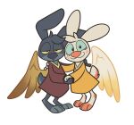  angel_gabby angel_hare angel_zaggy anthro clothed clothing duo feathered_wings feathers female hand_holding hi_res kyrakupetsky lagomorph leporid male mammal rabbit toony wings 