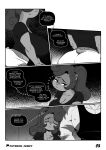  anthro big_breasts big_butt bodily_fluids breasts butt clothed clothing comic cricetid english_text felid female hamster hi_res hybrid liger male mammal monochrome nimzy noms_(nimzy) pantherine rodent shirt sweat text tobi_(nimzy) topwear 