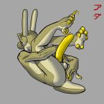  anthro balls bodily_fluids butt clawed_fingers claws genital_fluids genitals green_body handles hi_res humanoid_hands lagomorph leporid lying male mammal monster on_back pawpads penis precum rabbit rabbit_ears scut_tail short_tail solo tail thecore34 toe_claws yellow_penis 