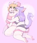  &lt;3 &lt;3_eyes anthro anthro_on_anthro arms_around_partner black_bra black_clothing black_panties black_underwear blonde_hair blush blushing_profusely bra clothed clothing crossdressing domestic_cat ear_piercing ear_ring embrace felid feline felis female fur girly girly/female hair hand_in_panties hand_in_underwear hand_on_partner&#039;s_head heart_pupils hi_res holding_partner lace_bra lace_panties male male/female mammal mouse mouse_tail murid murine paige_(mouseyprince) panties pawberry pawpads piercing pink_clothing pink_panties pink_topwear pink_underwear predator/prey purple_hair ring_piercing rodent tail_hugging tail_hugging_behind tail_hugging_partner topwear underwear white_body white_fur 