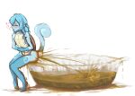  absurd_res anthro blue_body blue_hair blue_skin diarrhea feces female floofykinkumiho generation_1_pokemon hair hi_res nintendo pokemon pokemon_(species) scat shell solo squirtle tail 