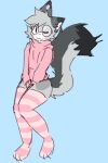  anthro bottomwear clothed clothing digital_media_(artwork) dipstick_ears dipstick_tail domestic_cat egyptian_mau eyewear felid feline felis footwear fur girly glasses grey_body hair hands_in_lap hi_res leg_warmers legs_together legwear looking_at_viewer male mammal markings multicolored_ears multicolored_tail nixuelle one_eye_closed pattern_clothing pattern_footwear pattern_legwear pattern_socks shorts simple_background sketchy skipper_katt smile socks solo spots spotted_markings striped_clothing striped_footwear striped_legwear striped_socks stripes tail tail_markings thigh_high_stockings thigh_highs topwear wink winking_at_viewer 