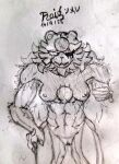  abs anthro bear breasts female generation_8_pokemon generation_9_pokemon genitals mammal missing_arm muscular muscular_female nintendo nipples pokemon pokemon_(species) pussy roidrodger simple_background sketch solo strong_female traditional_media_(artwork) ursaluna ursaluna_(bloodmoon_form) 