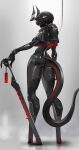  1girl ass breasts chain echanis_enicha from_behind full_body highres horns humanoid_robot original robot solo standing tail weapon_request 