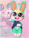  &lt;3 animal_crossing animal_genitalia anthro balls blonde_hair blush clothed clothing clothing_lift english_text genitals green_body green_sheath hair jomokin lagomorph leporid male mammal nintendo open_mouth orange_nose paws phone rabbit rabbit_ears sasha_(animal_crossing) selfie sheath solo text 