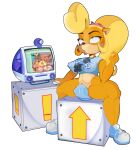  activision anthro big_breasts breasts crabtopus crash_bandicoot crash_bandicoot_(series) crate dildo doctor_neo_cortex female fur genitals hi_res looking_at_porn looking_pleasured pornography pussy sex_toy solo tawna_bandicoot 