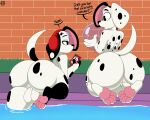  101_dalmatian_street 101_dalmatians 2023 4_fingers 4_toes absurd_res anthro backsack balls big_butt brother brothers butt canid canine canis d.j._(101_dalmatians) dalmatian dialogue digital_media_(artwork) disney domestic_dog duo dylan_(101_dalmatians) english_text eye_contact feet fingers fur genitals headphones hi_res holding_object looking_at_another male mammal nr_ac nude partially_submerged pawpads pink_pawpads sibling spots spotted_body spotted_fur tail text thick_thighs toes water 