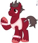  2023 absurd_res alpha_channel alphabet_(mike_salcedo) clothing earth_pony equid equine feral hair hasbro hi_res hooves horse looking_up m_(mike_salcedo) male mammal melisareb my_little_pony pony raised_hoof red_body red_eyes red_hair shirt signature simple_background solo tank_top topwear transparent_background white_clothing white_shirt white_tank_top white_topwear wristband 